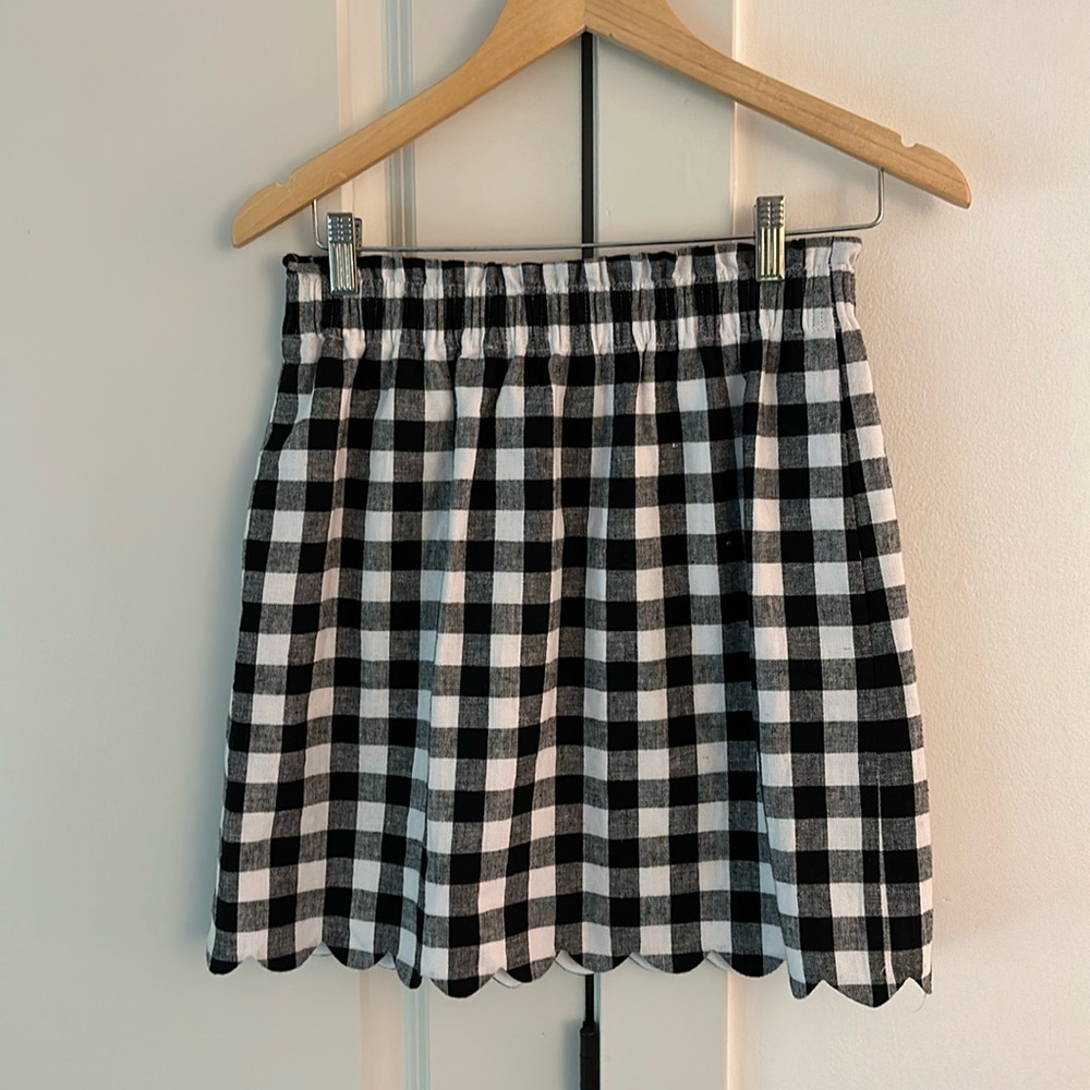 J Crew Scallop Gingham Skirt